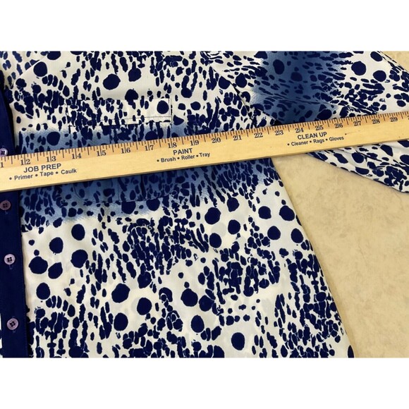 Fred David Blouse Womens Plus Size 1X Blue dots Career Office Button Up - Picture 6 of 9